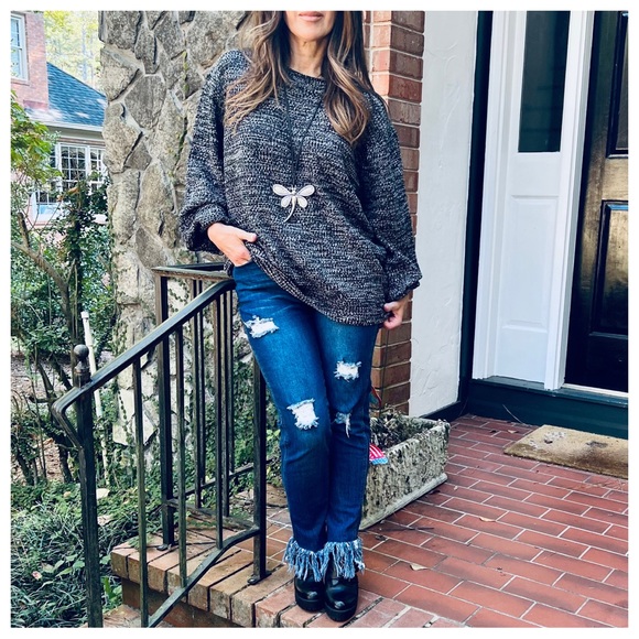 05 Black oversized Fabulous Peppered Boxy sweater - Picture 5 of 7